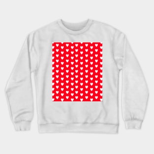 White Hearts Polka Dots on Red Crewneck Sweatshirt